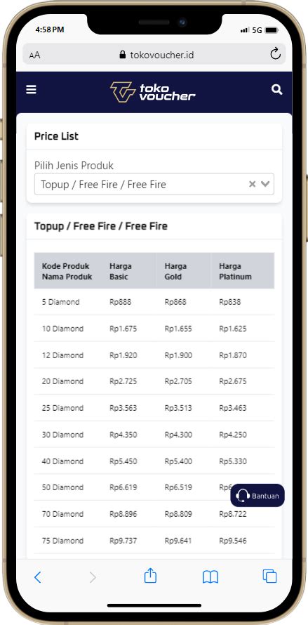 Sertifikat, penghargaan, tanda, atau dokumen yang dipajang di aplikasi free fire Cash PB Termurah yang Mudah diingat sebelum habis masa
